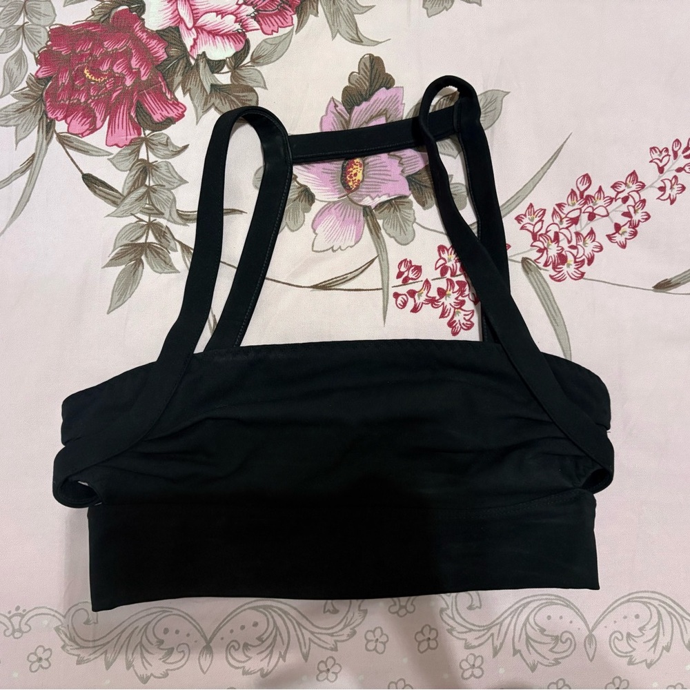 Free People Black Strappy Bralette Top/sport bra